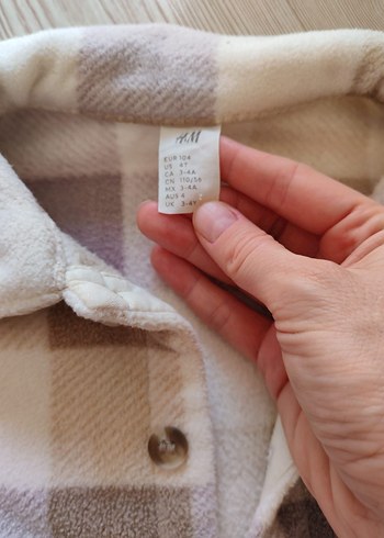 h&m Bej Kareli Çocuk Polar Gömlek - Görsel 4