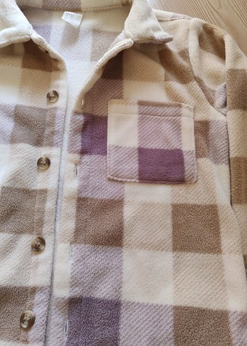 h&m Bej Kareli Çocuk Polar Gömlek - Görsel 3