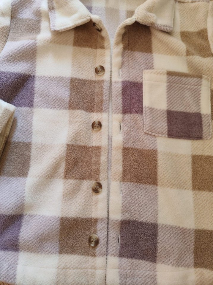 h&m Bej Kareli  Çocuk Polar Gömlek - Görsel 2