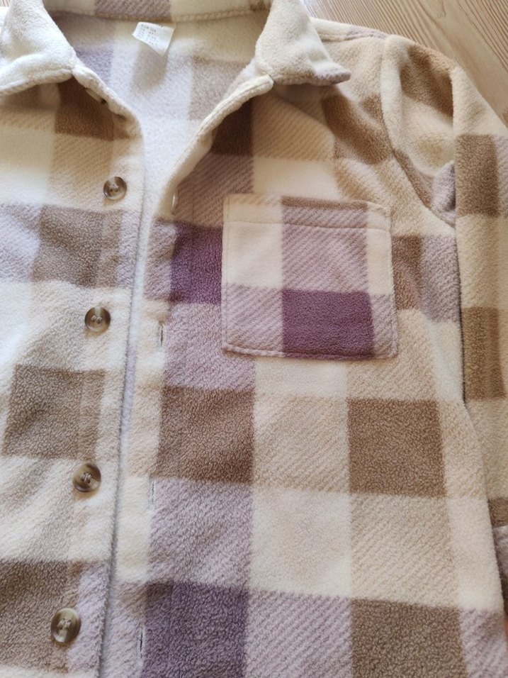 h&m Bej Kareli  Çocuk Polar Gömlek - Görsel 3