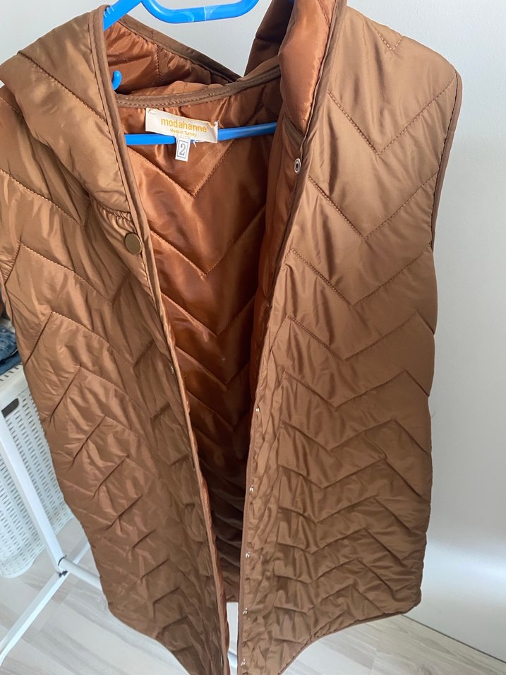 Düğmeli Kahverengi Kadın Yelek - Görsel 3