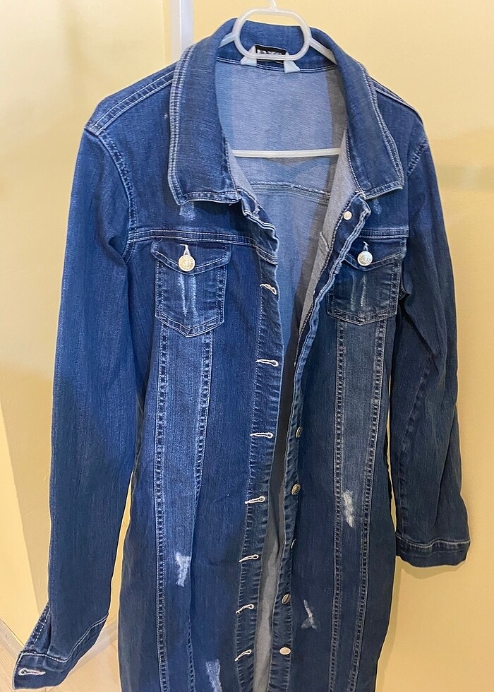 Uzun kot ceket - Görsel 4