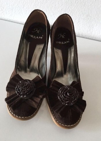 Kahverengi Süet Dolgu Topuklu Kadın Ayakkabı - Görsel 5