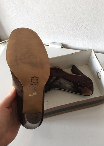 Kahverengi Süet Dolgu Topuklu Kadın Ayakkabı - Görsel 3