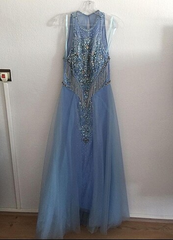 40 Beden mavi Renk Serra bella full taşlı elbise