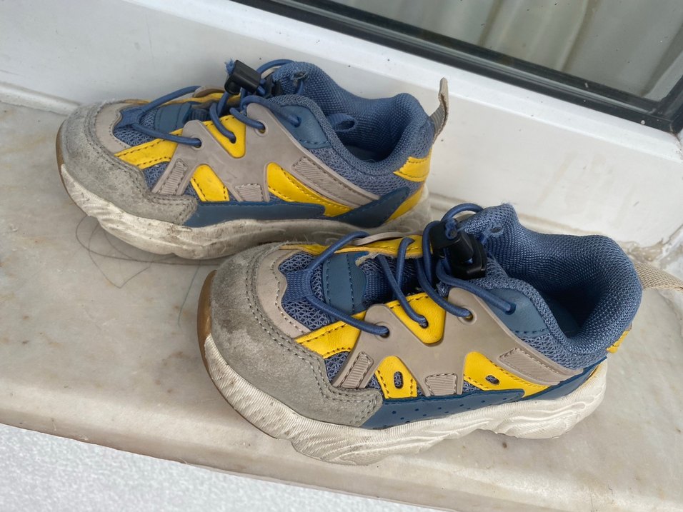 Erkek Çocuk Gri Sarı Velcro Spor Ayakkabı - Görsel 3