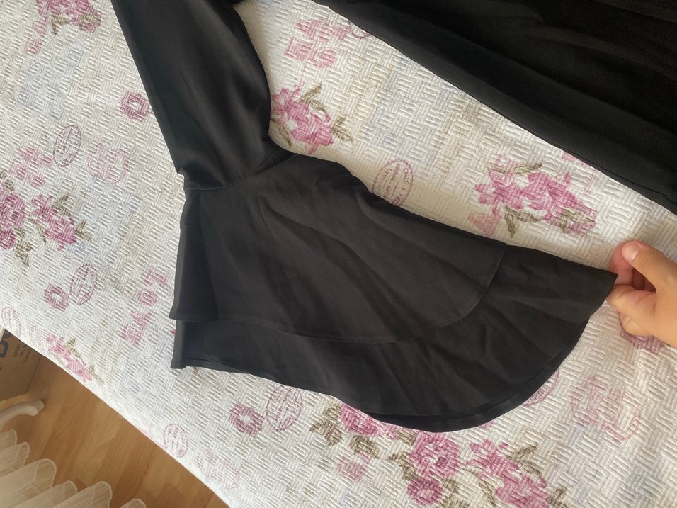 Uzun Siyah Kadın Gece Elbisesi - ip Detaylı - Görsel 4