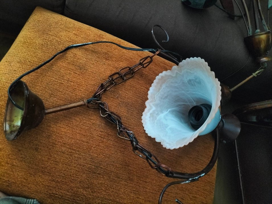 Bej Çiçek Desenli Sarkıt Lamba - Görsel 2