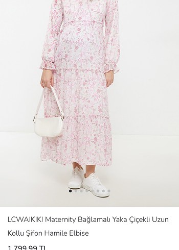 LC Waikiki Lcw Maternity Pembe Cicekli Uzun Elbise