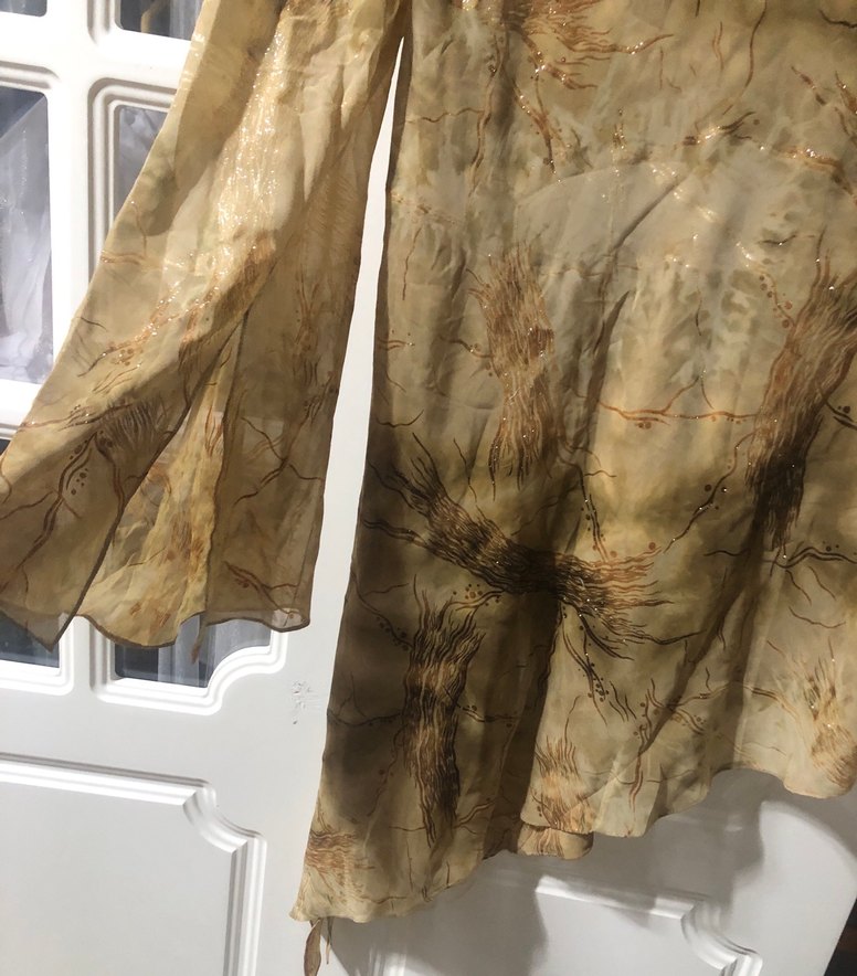 Bej Drapeli Uzun Kollu Salaş bluz - Görsel 3