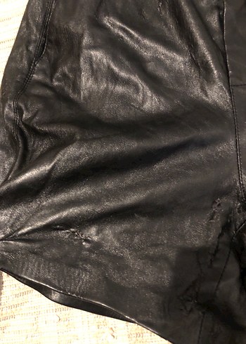 Siyah Deri Şort - Görsel 7