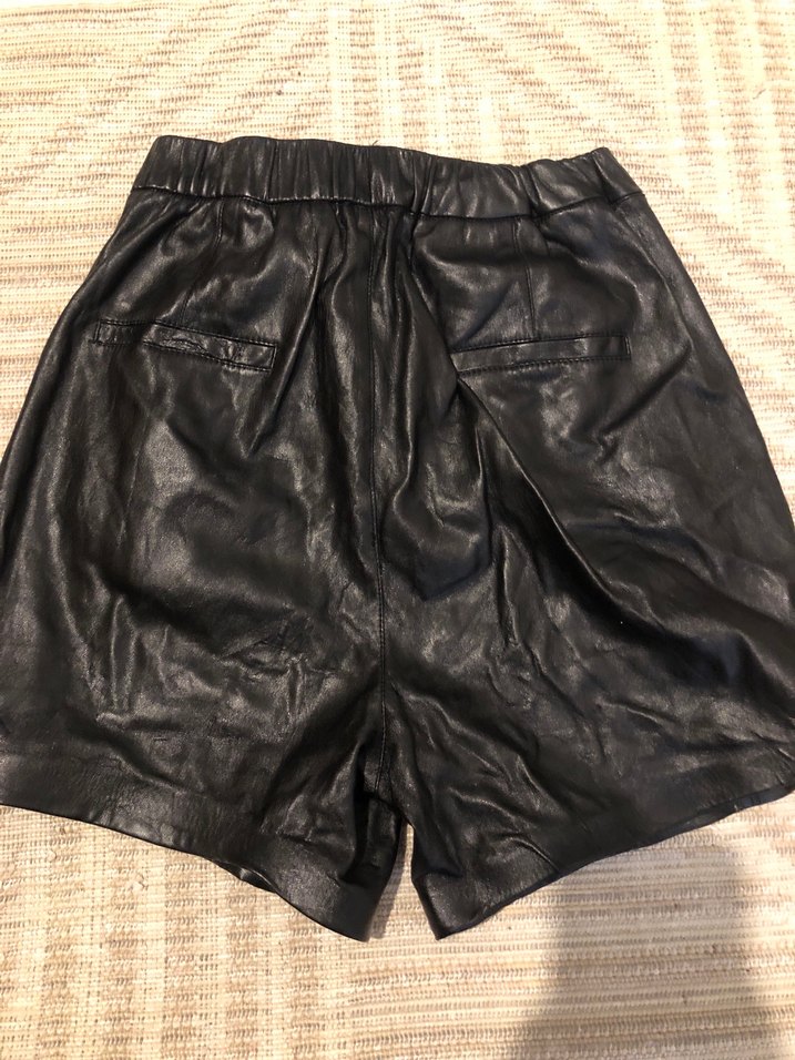 Siyah Deri Şort - Görsel 5
