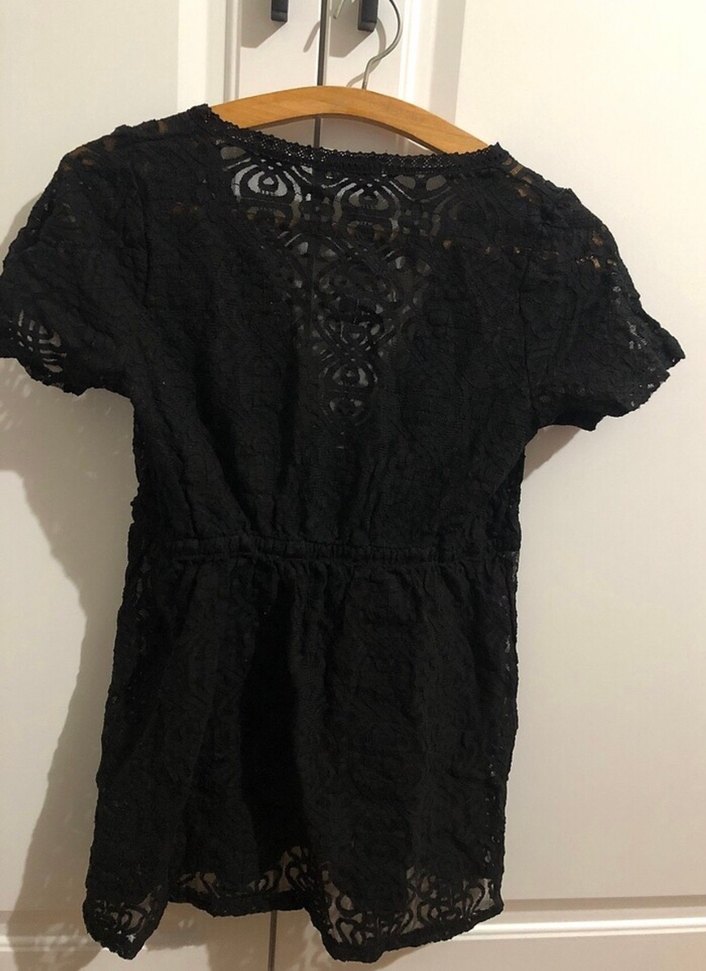 Dantel Detaylı Siyah V Yaka Kadın Pareo Elbise - Görsel 3