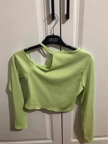 m Beden yeşil Renk yeşil bluz crop