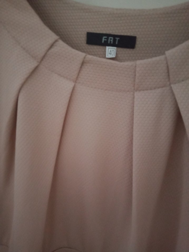 Bej Piliseli Midi Kadın Elbise - Görsel 2