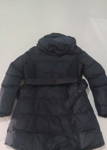 Kemerli Siyah Kadın Uzun Kışlık Mont - Görsel 7