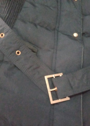 Kemerli Siyah Kadın Uzun Kışlık Mont - Görsel 2