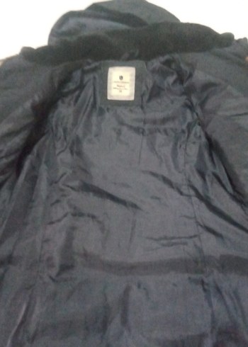 Kemerli Siyah Kadın Uzun Kışlık Mont - Görsel 5