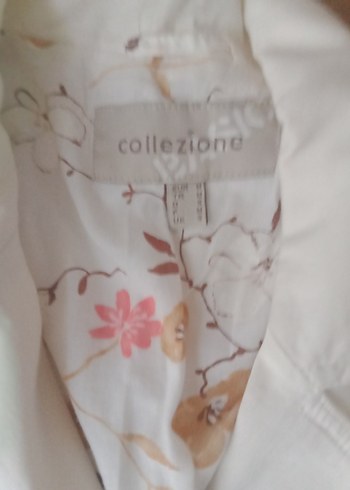 Beyaz Keten Düğmeli Kadın Blazer Ceket - Görsel 2