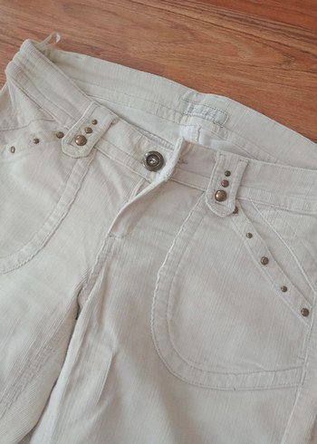 Bej Kadın Süet Kemerli Pantolon - Görsel 5