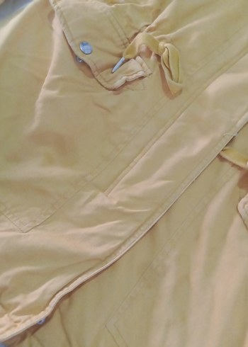 Sarı Kapüşonlu Kürklü Kadın Kışlık Mont - Görsel 5