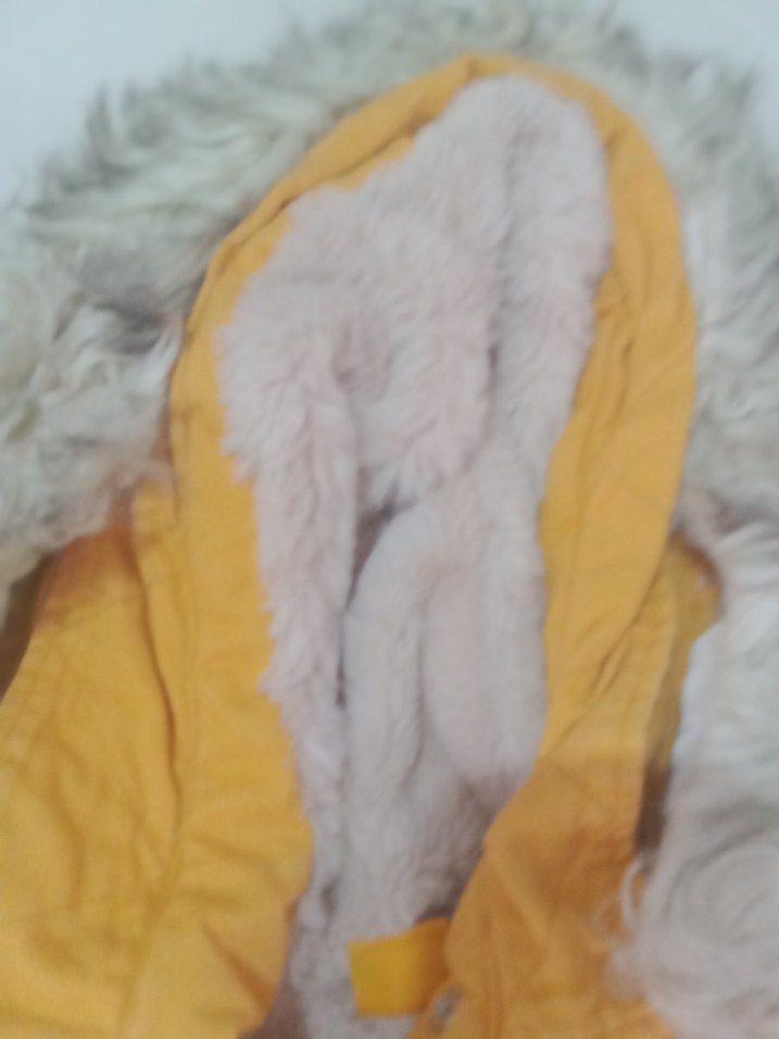 Sarı Kapüşonlu Kürklü Kadın Kışlık Mont - Görsel 2