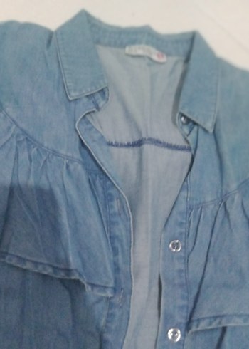 Kadın Mavi Denim Gömlek Uzun Kollu - Görsel 2