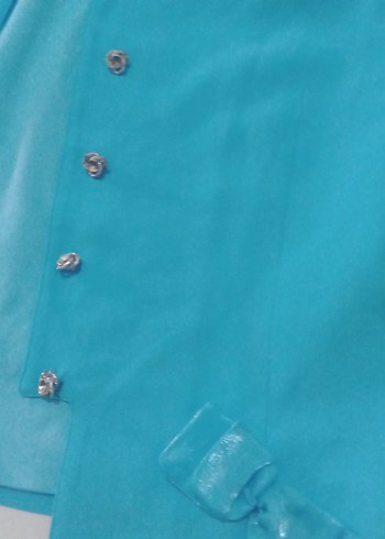 Düğmeli Turkuaz  Ceket - Görsel 4