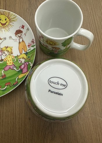 Kütahya Porselen Renkli Çocuk Temalı Kase, Tabak ve Bardak Seti