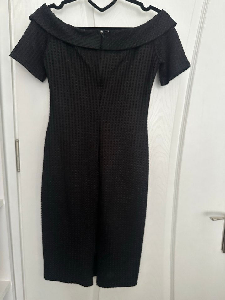 Siyah Triko Uzun Kollu Ofis Elbisesi - Görsel 2