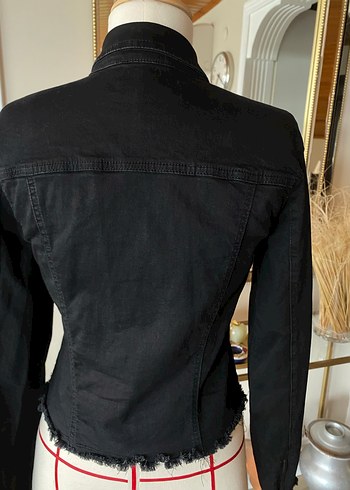 38 Beden siyah Renk Düğmeli Siyah Kadın Denim Ceket