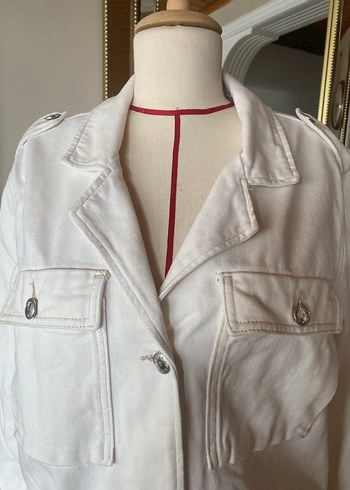 Mavi Jeans Düğmeli Beyaz Pamuklu Kadın Denim Ceket