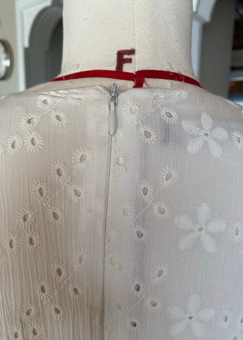 Uzun Kollu Beyaz Bohem Nakışlı Elbise - Görsel 8