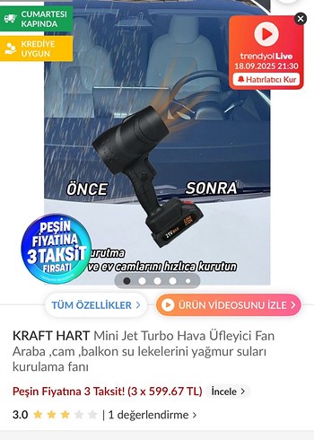 KRAFT HART Mini Jet Turbo Hava Üfleyici Fan