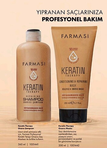 Farmasi keratin şampuan ve saç maskesi