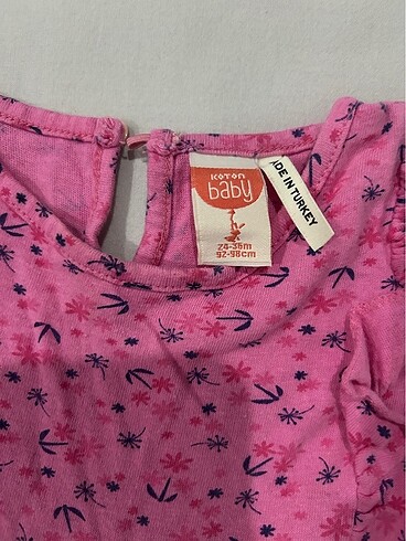 24-36 Ay Beden pembe Renk Koton baby penye elbise