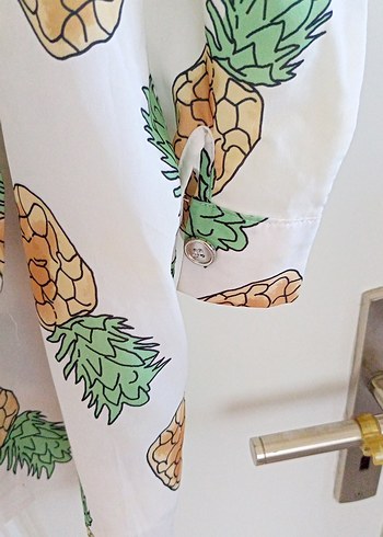 l Beden çeşitli Renk Beyaz Ananas Desenli Bohem Pamuk Gömlek