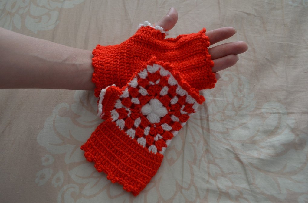 Bohem Tarzı Renkli Mavi Örgü Eldiven - Görsel 4