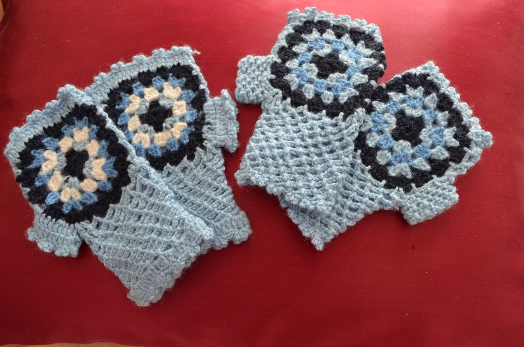 Bohem Tarzı Renkli Mavi Örgü Eldiven - Görsel 5