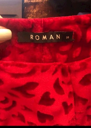 Roman Marka Kırmızı Desenli Uzun Bohem Kumaş Pantolon