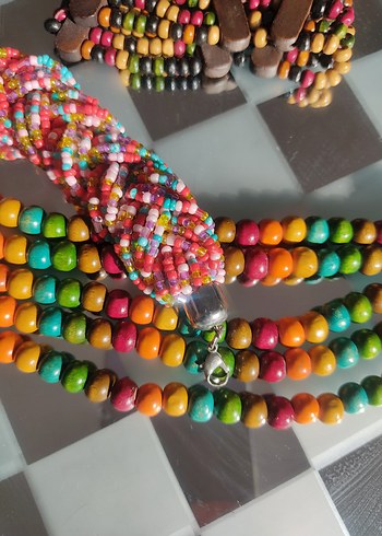 Renkli Boncuklu Bohem Kadın Bileklik Seti - Görsel 3