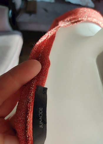 Kırmızı Parlak Örgü Kadın Kazak - Görsel 2