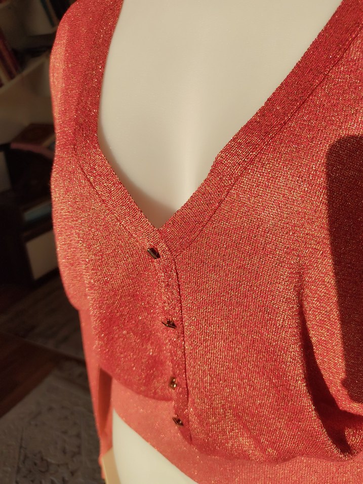 Kırmızı Parlak Örgü Kadın Kazak - Görsel 3