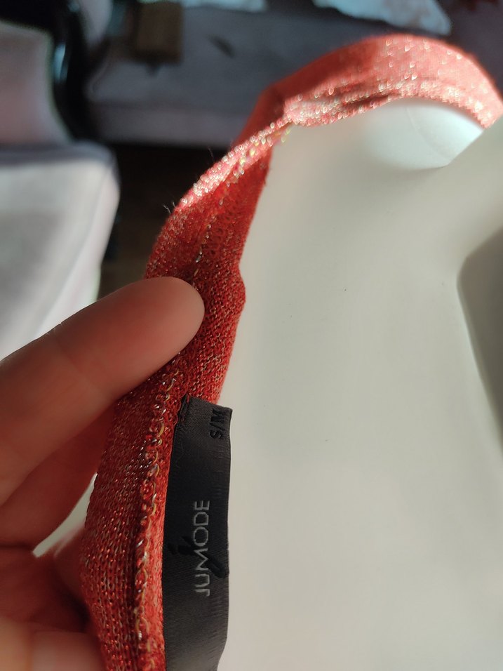 Kırmızı Parlak Örgü Kadın Kazak - Görsel 2