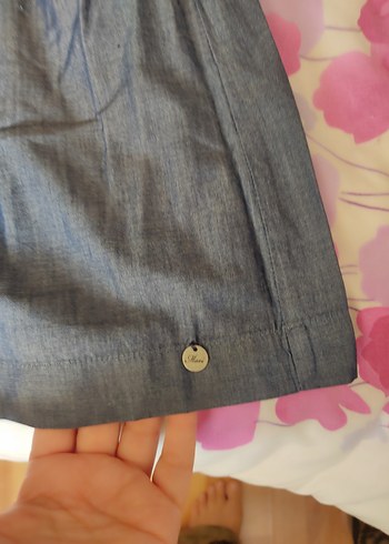 Nakışlı Düğmeli Kız Denim Elbise - Görsel 5