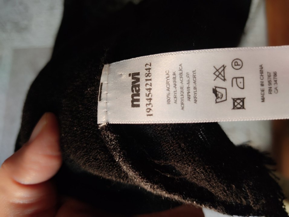 Beyaz Gri Desenli Kadın Şal - Görsel 5