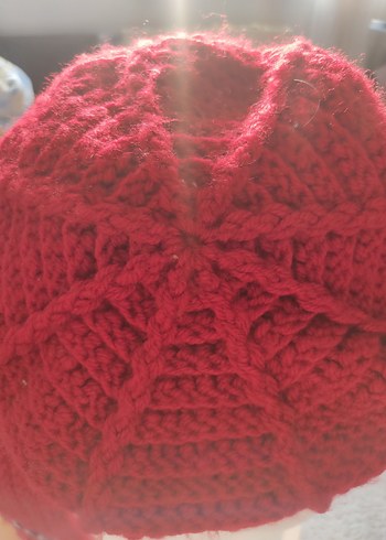 Kırmızı Örgü Kadın Şal - Görsel 4