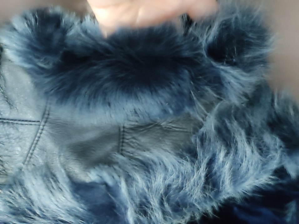 Mavi Süet Kürklü Uzun Kadın Yelek - Görsel 4