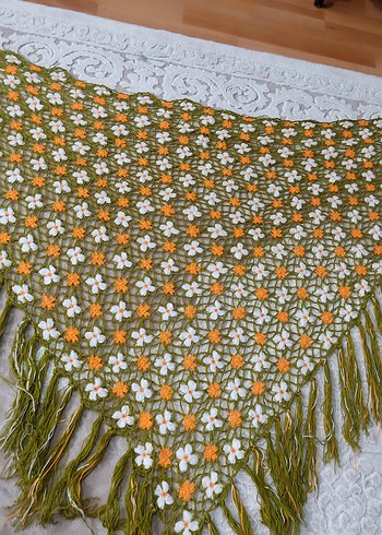 Çiçek İşlemeli Bohem Örgü Şal - Görsel 4