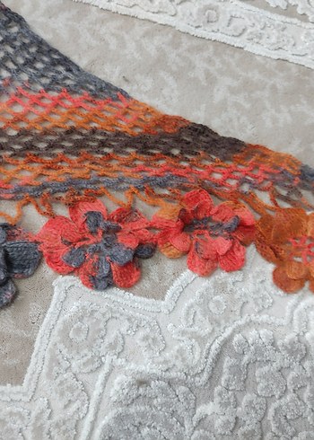 Çiçekli Çok Renkli Bohem Dantel Örgü Şal - Görsel 4